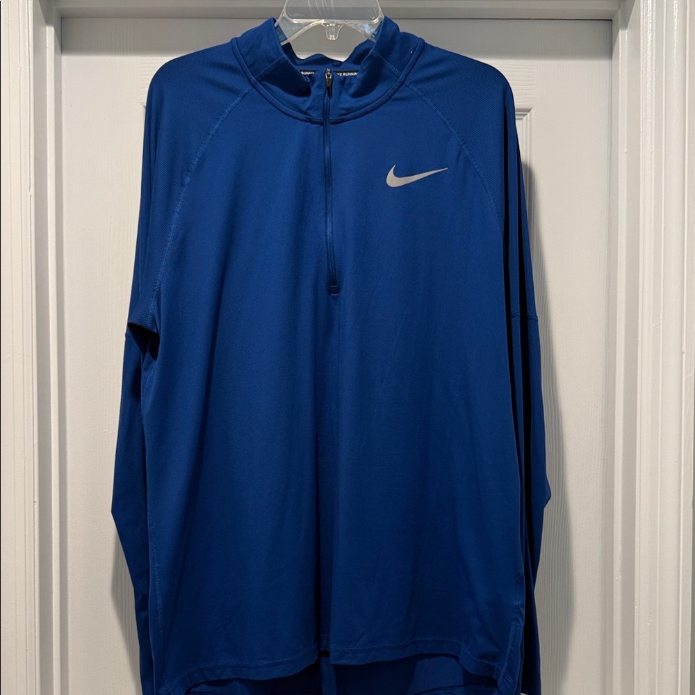 Nike Men's Dri-Fit Quarter Zip in Blue and Silver